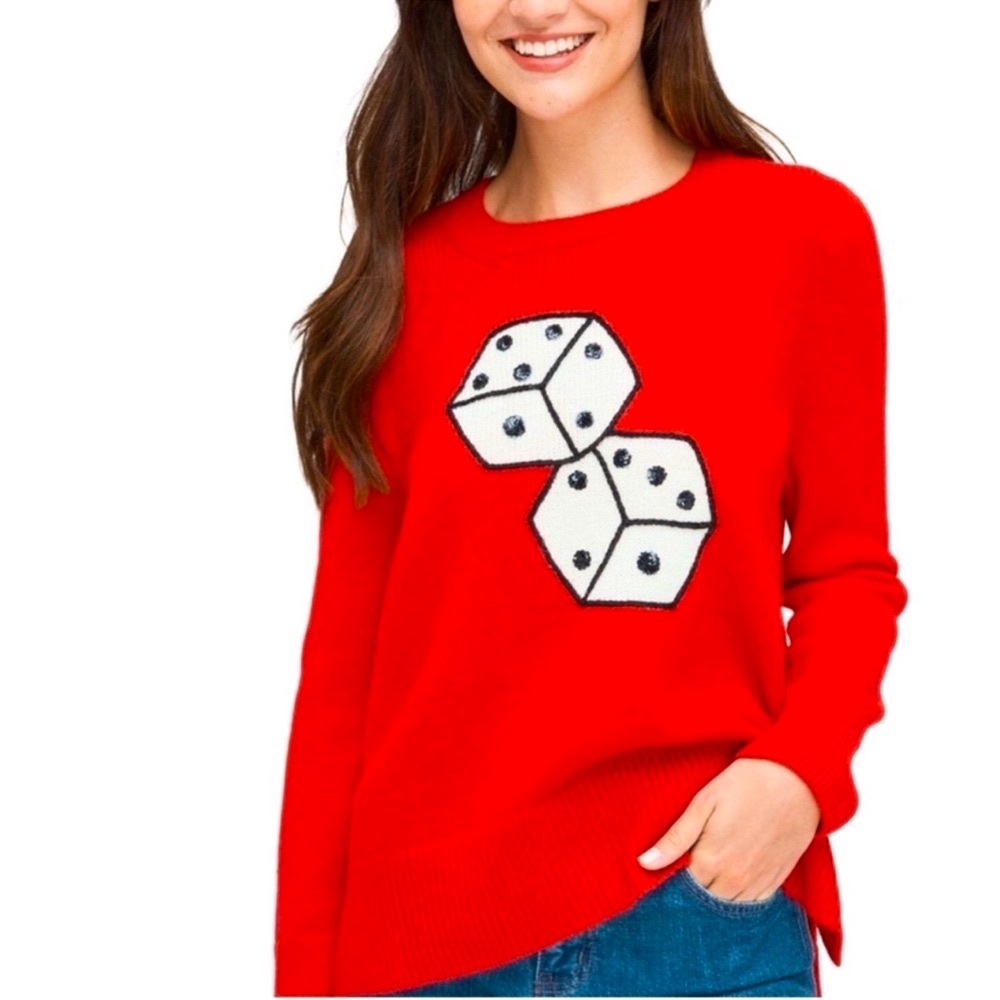 NWT Kate Spade Alpaca Wool Blend Dice Vegas Crewneck Sweater $299